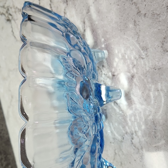 Harvest Blue Glass Oval Footed Fruit Bowl - Picture 7 of 12